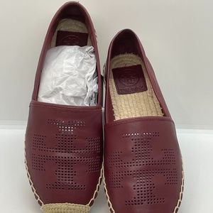 Tory Burch Perforated Logo Flat Espadrille NIB Size 6.5